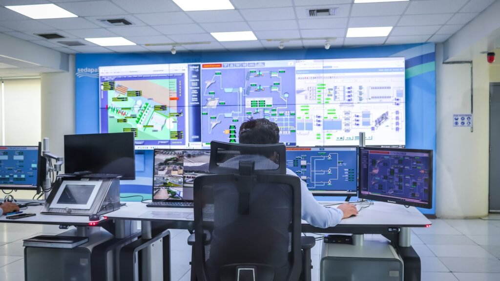 Operator monitoring a video wall in a control room